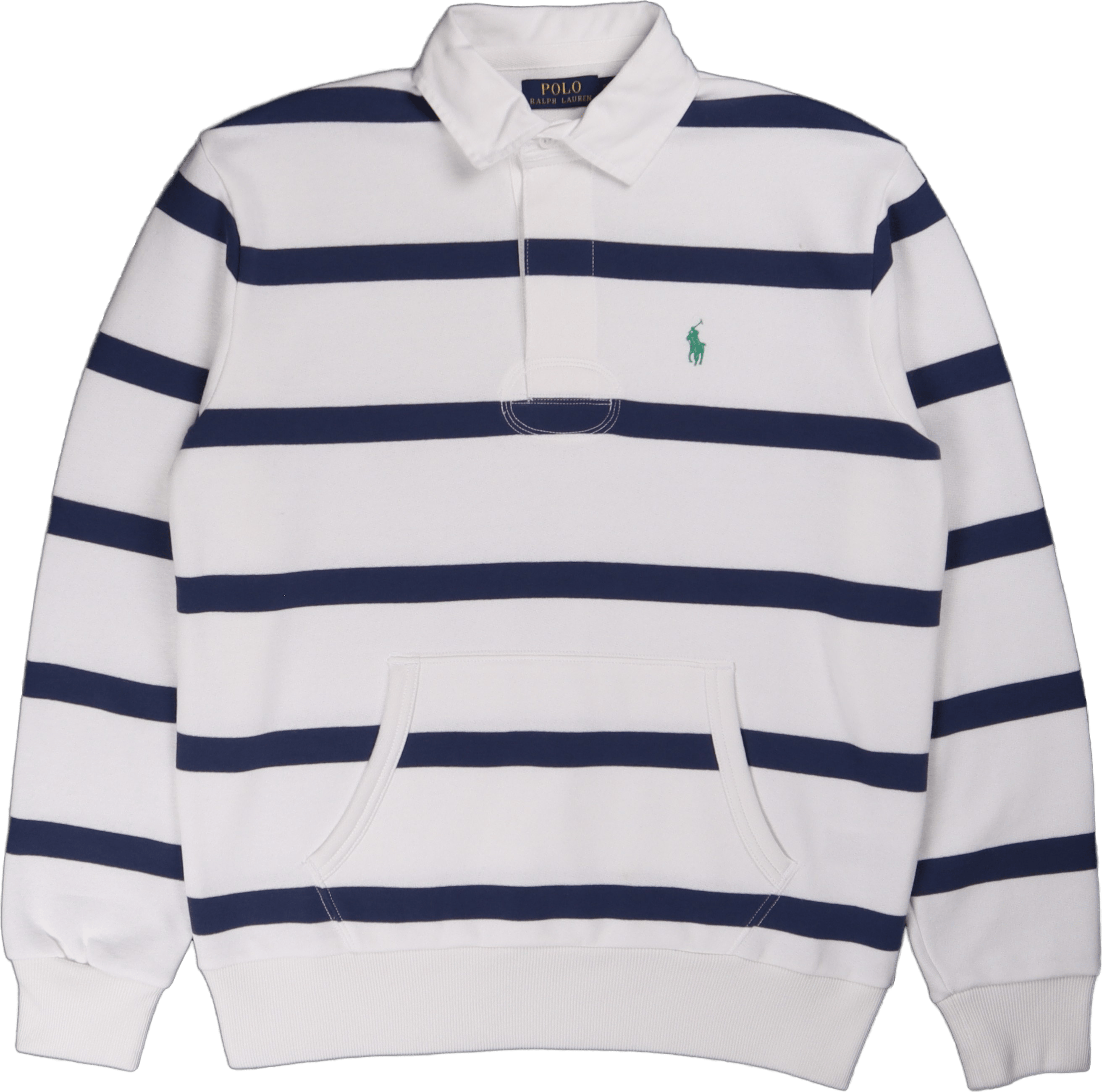The RL Fleece Striped Rugby White/Light Navy
