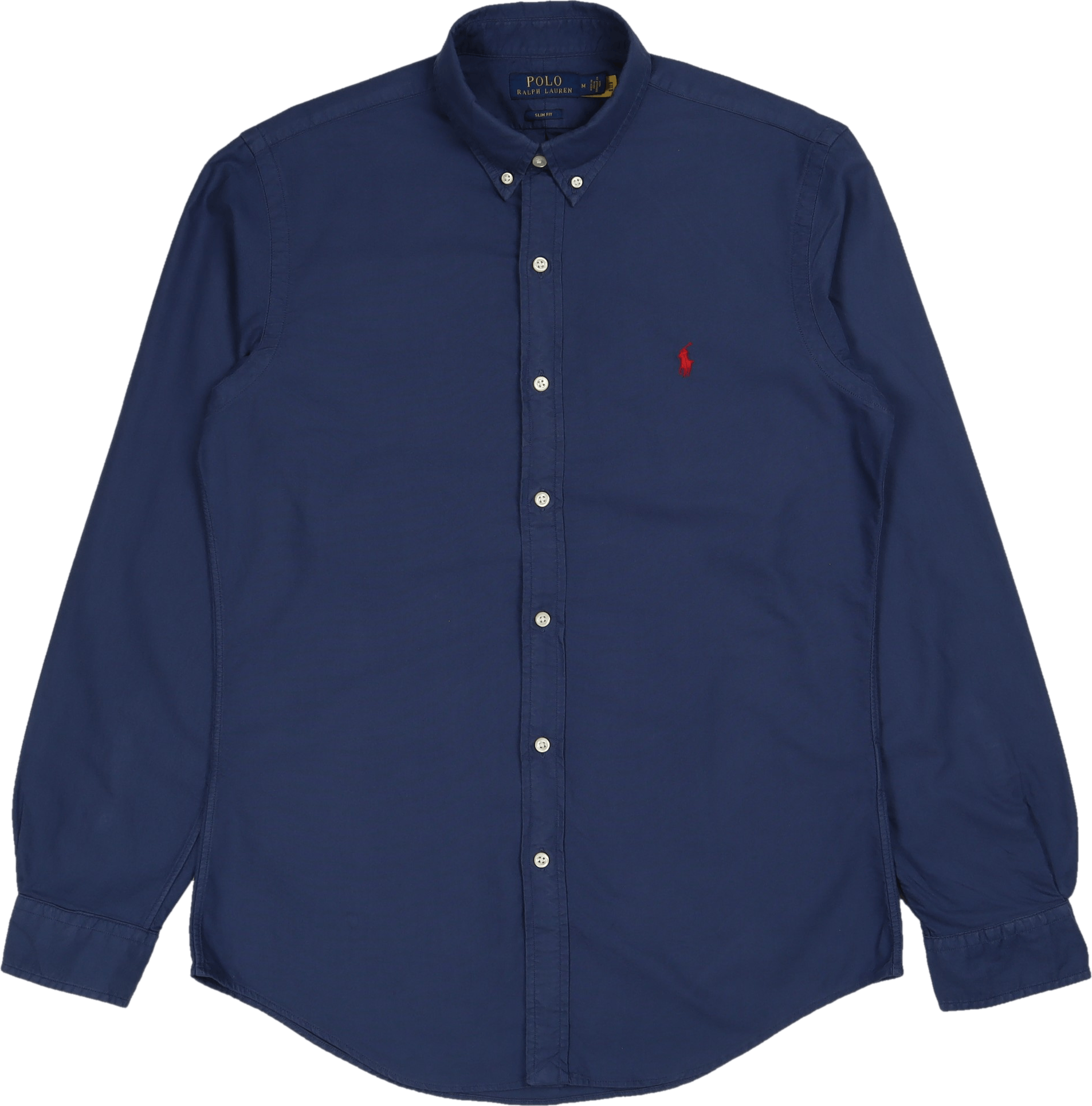 Slim Fit Garment-Dyed Oxford Shirt Light Navy, Male, Odzież, Koszule, Niebieski, L
