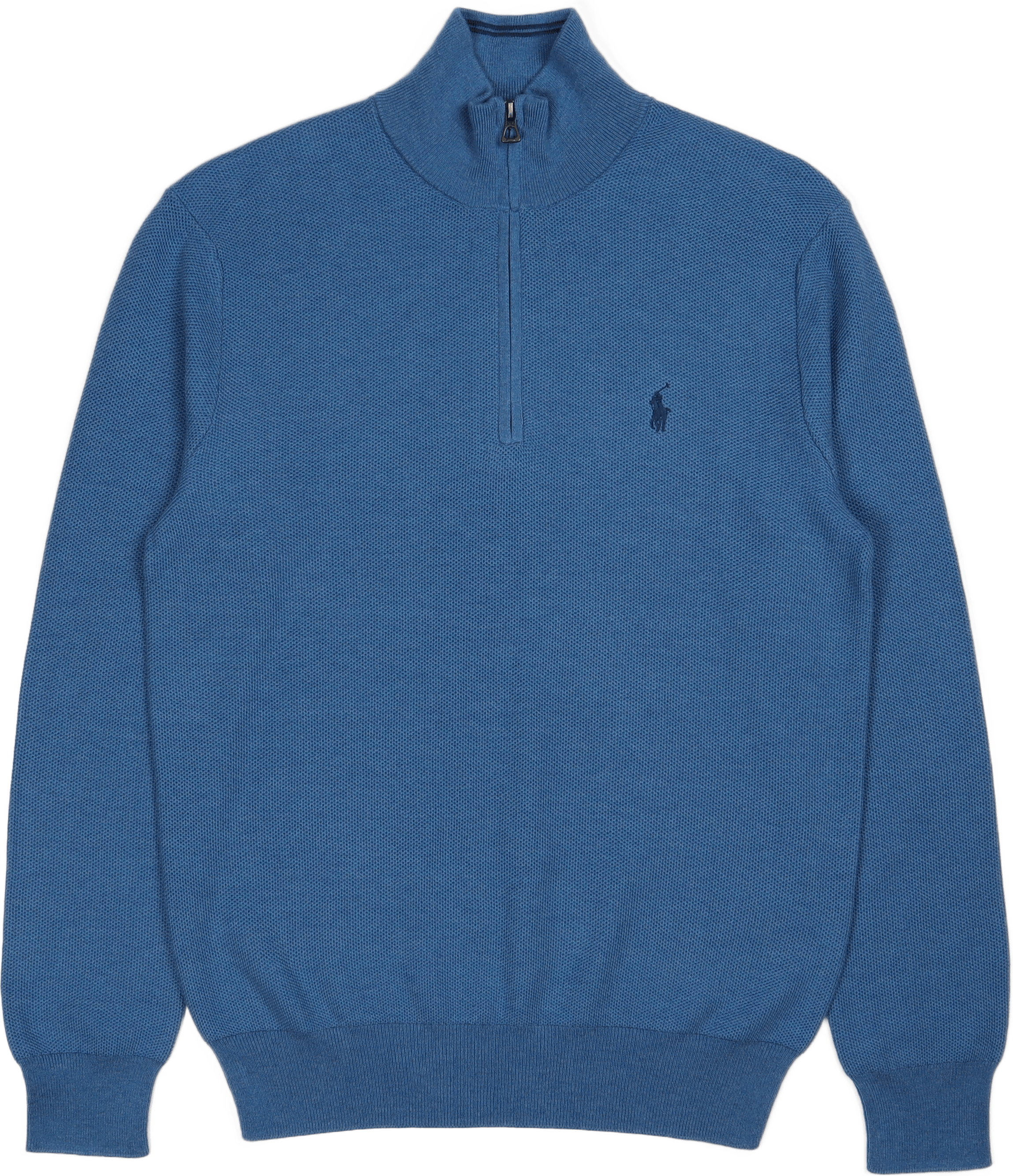 Mesh-Knit Cotton Quarter-Zip Sweater Withdraw Blue Heather, Male, Kleding, hoodies en sweatshirts, Blauw, L