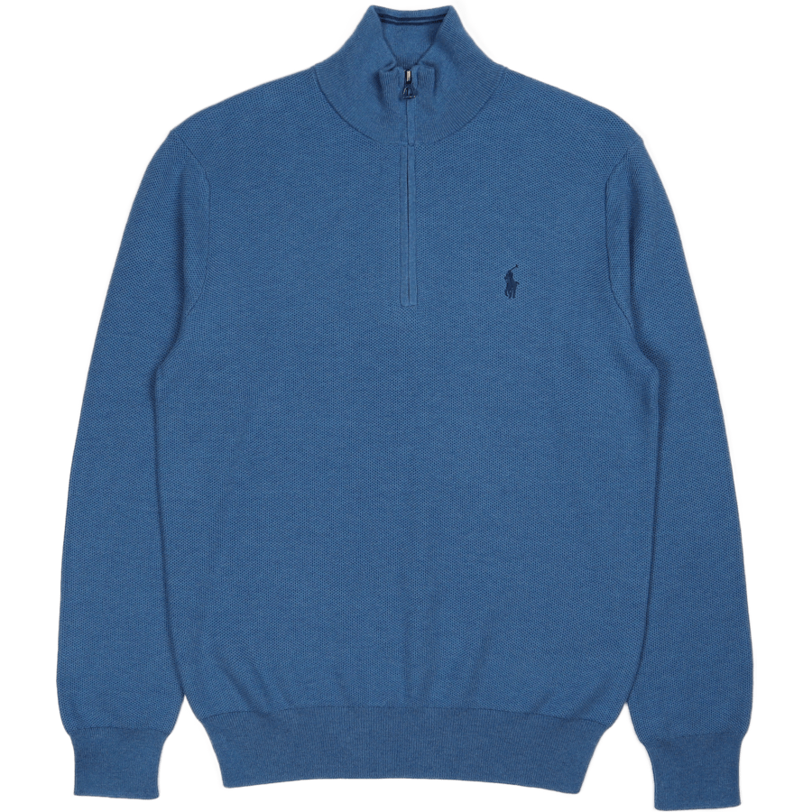 Mesh-Knit Cotton Quarter-Zip Sweater Withdraw Blue Heather