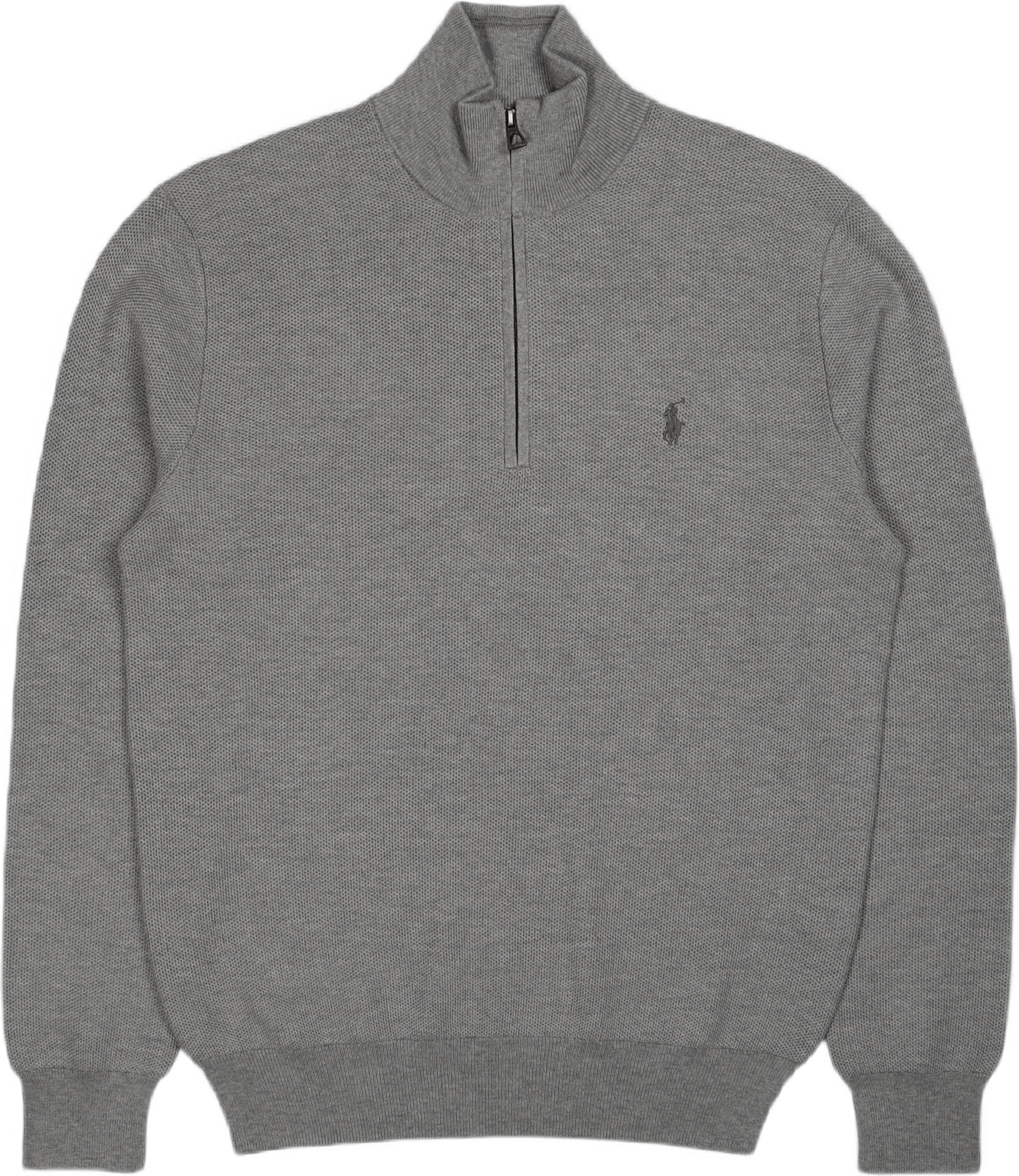 Mesh-Knit Cotton Quarter-Zip Sweater Andover Heather, Male, Tøj, hættetrøjer og sweatshirts, Grå, L