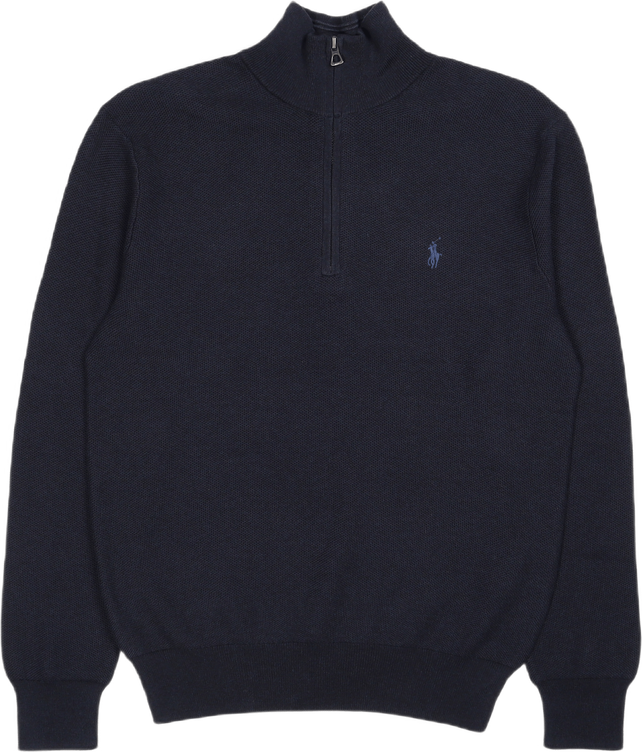 Mesh-Knit Cotton Quarter-Zip Sweater Navy Heather, Male, Kleding, hoodies en sweatshirts, Zwart, XXL