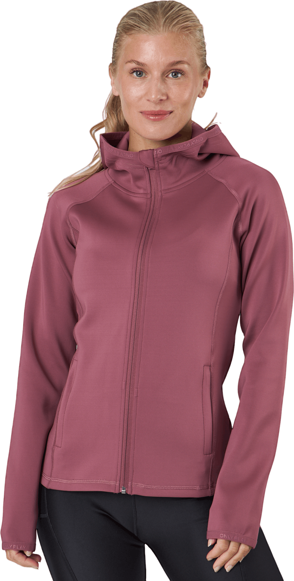 Cara Ls Hood Zip Sweat Crushed Berry, Female, Apparels, Shirts, Workout, Purple, XS