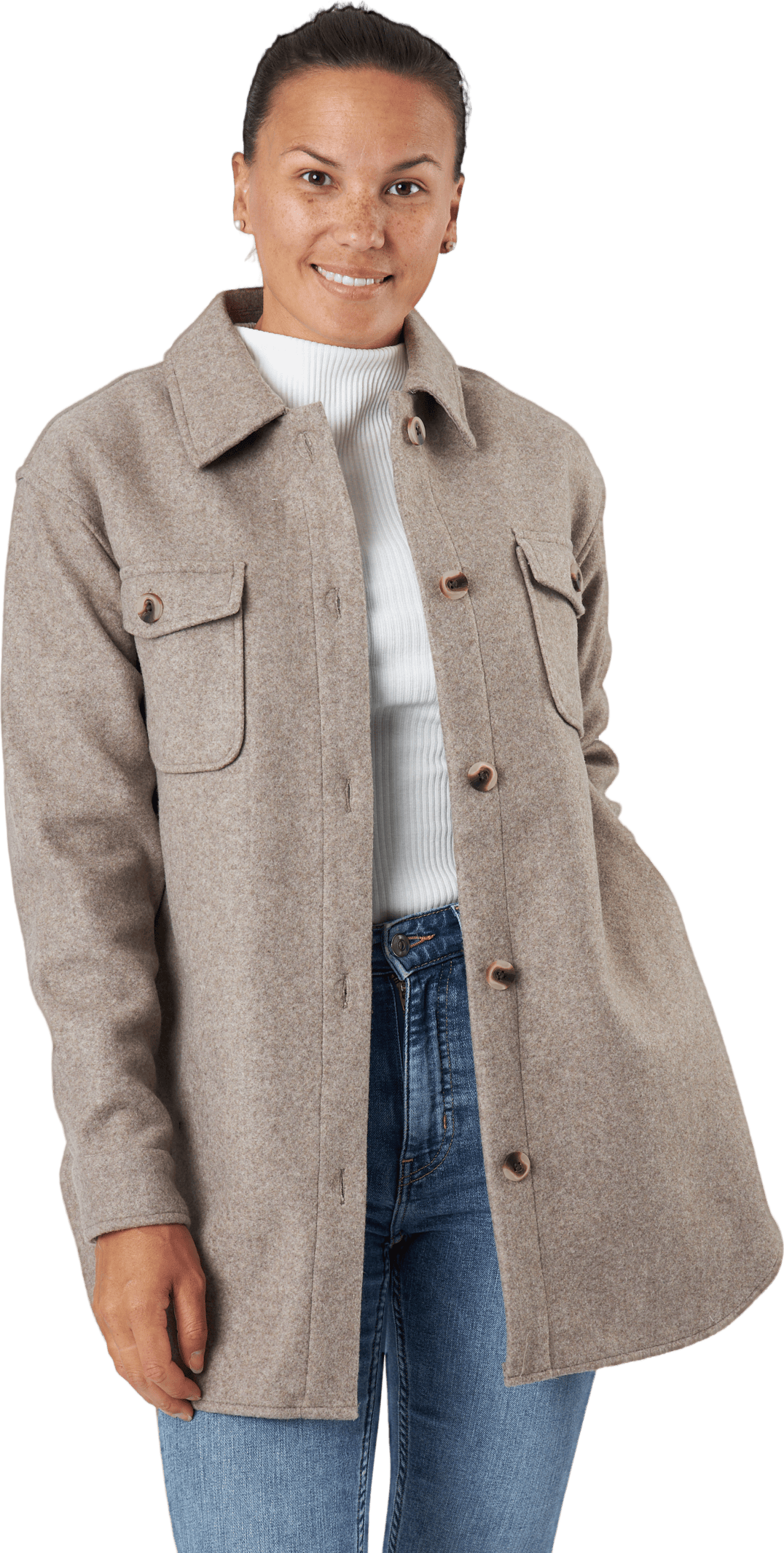 Judy Shacket Fossil, Female, Apparels, Tops, Grey, XL