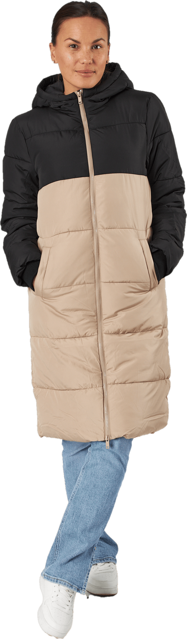 Bee Blocked Long Puffer Jacket Silver Mink, Female, Kläder, jackor, S