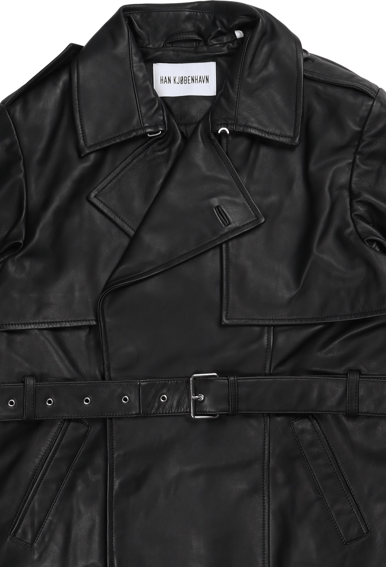 Slim Trench Coat Black Leather - Bild 2