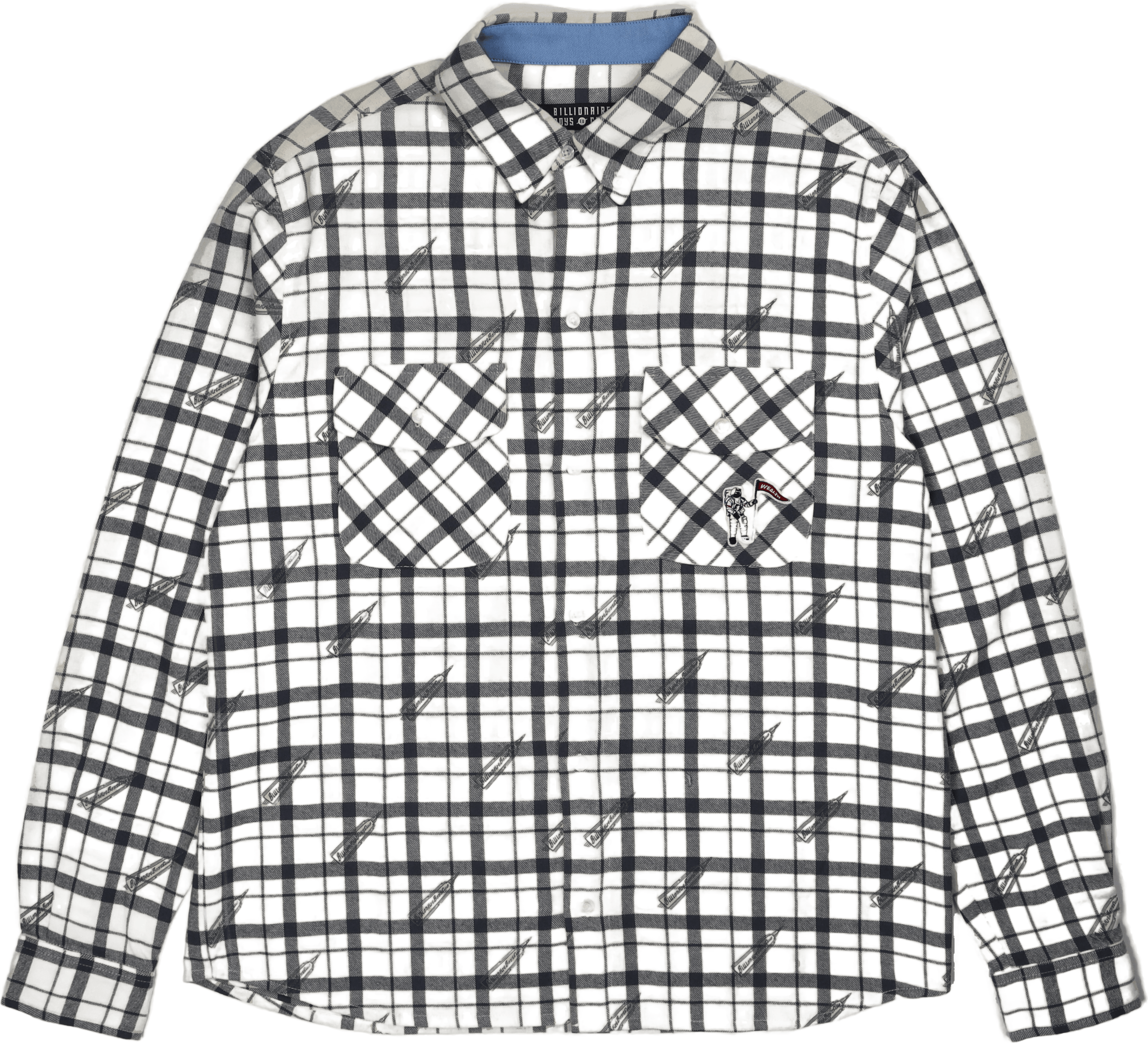Printed Check Shirt Off White