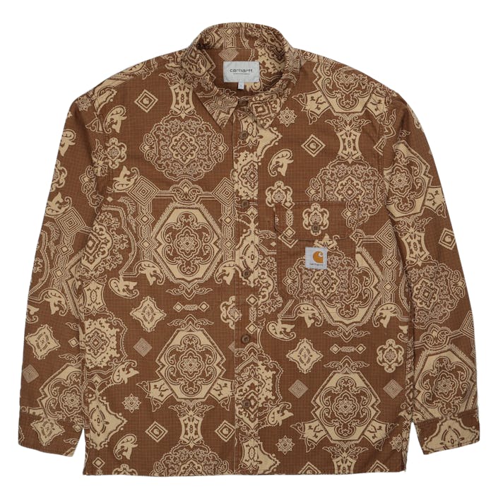 L/s Verse Shirt Verse Print, Hamilton Brown, Male, Odzież, Koszule, Wielokolorowy, L