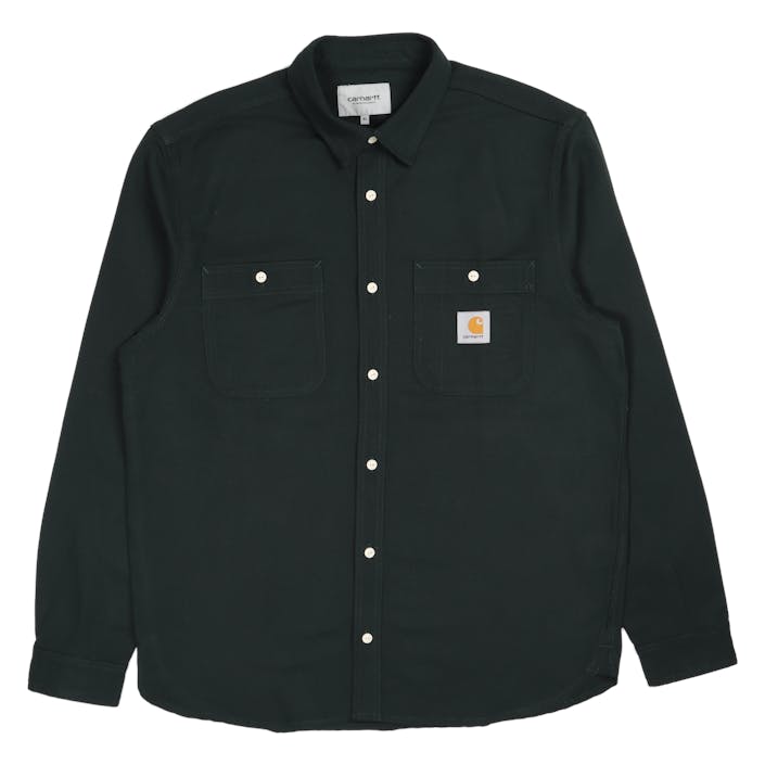 L/s Clink Shirt Dark Cedar, Male, Odzież, Koszule, Czarny, M
