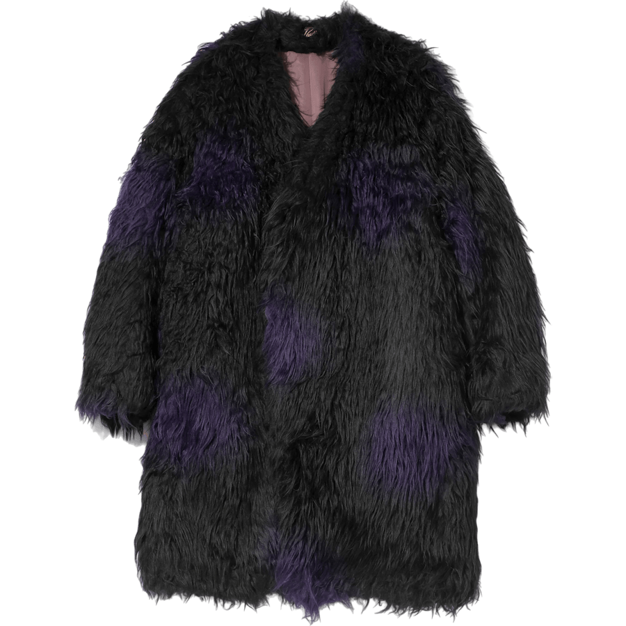 Gown Coat – Acrylic Fur / Blur Black