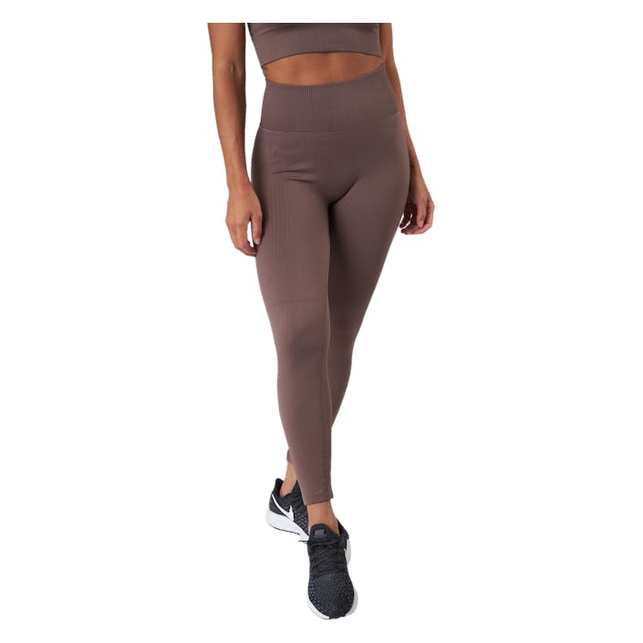 Rib Seamless Tights 2.0 Taupe, Female, Apparels, Leggings, Yoga, Brown, L/XL