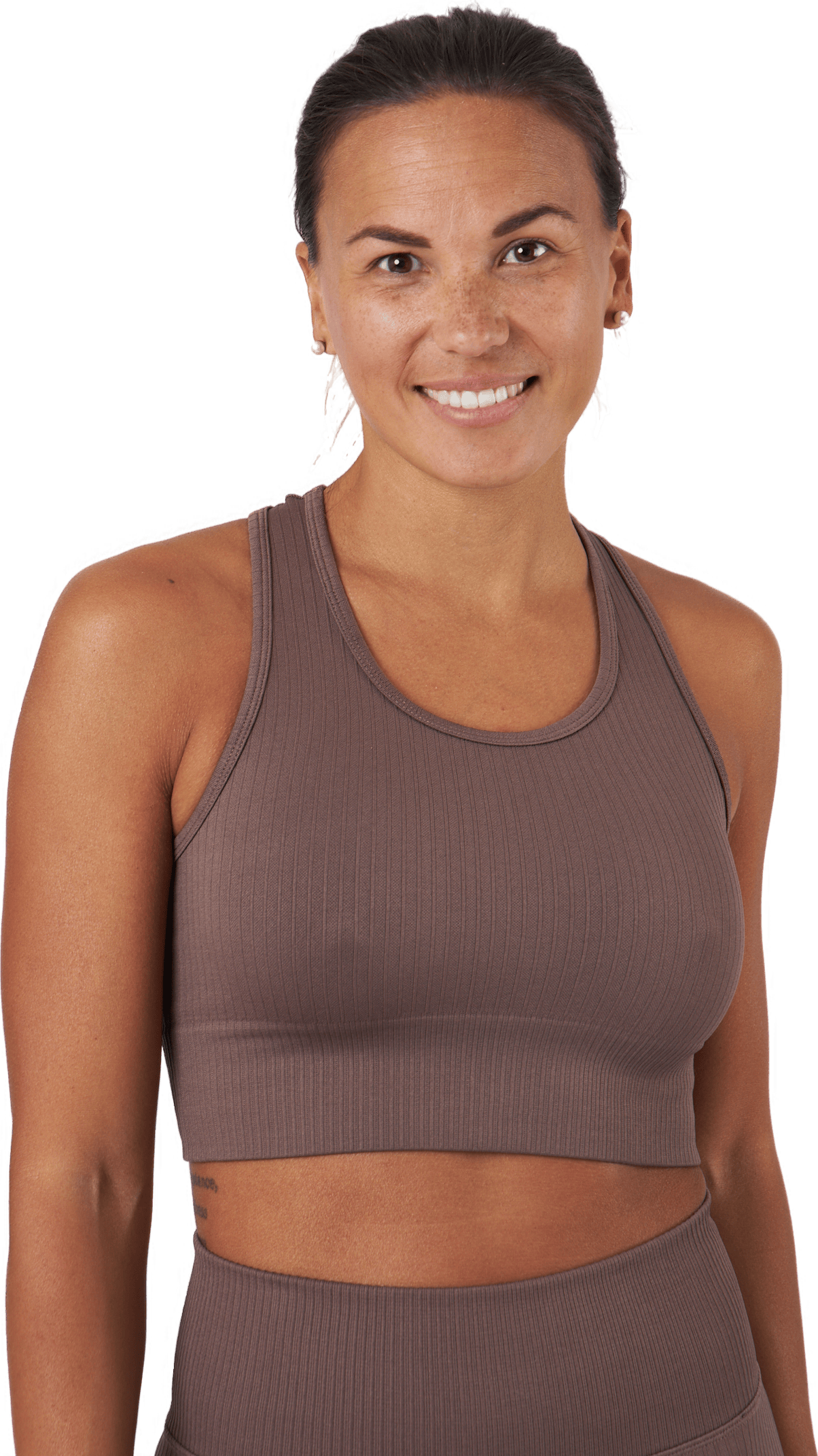 Rib Seamless Crop Top Taupe, Female, Kläder, Tops, Löpning, Brun, M/L