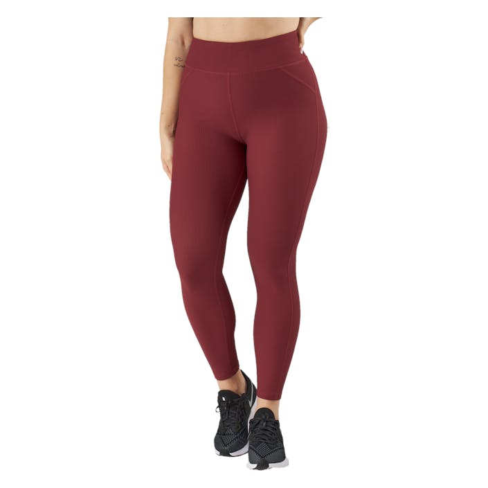 Control Rib Tights Oxblood Red, Female, Apparels, Leggings, Yoga, Red, XL