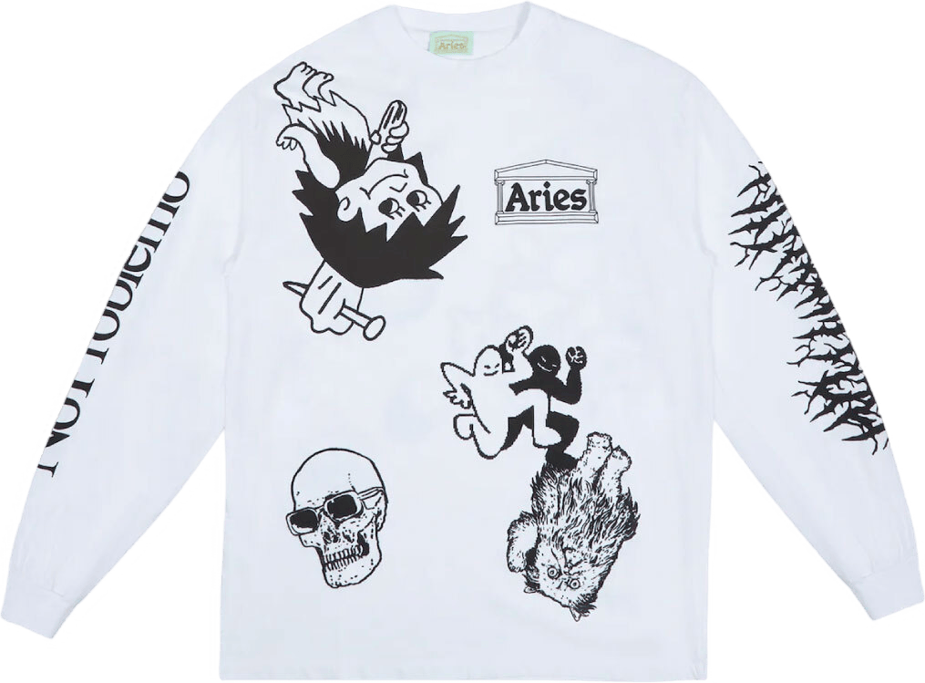 Graphic Mashup Ls Tee White