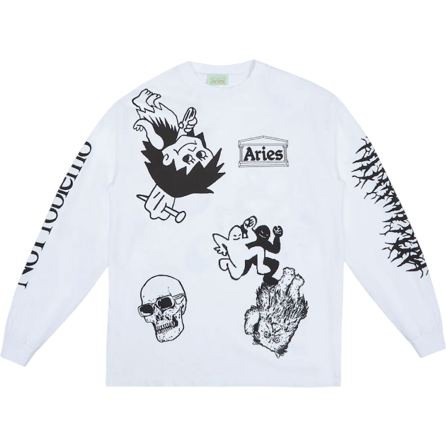 Graphic Mashup Ls Tee White