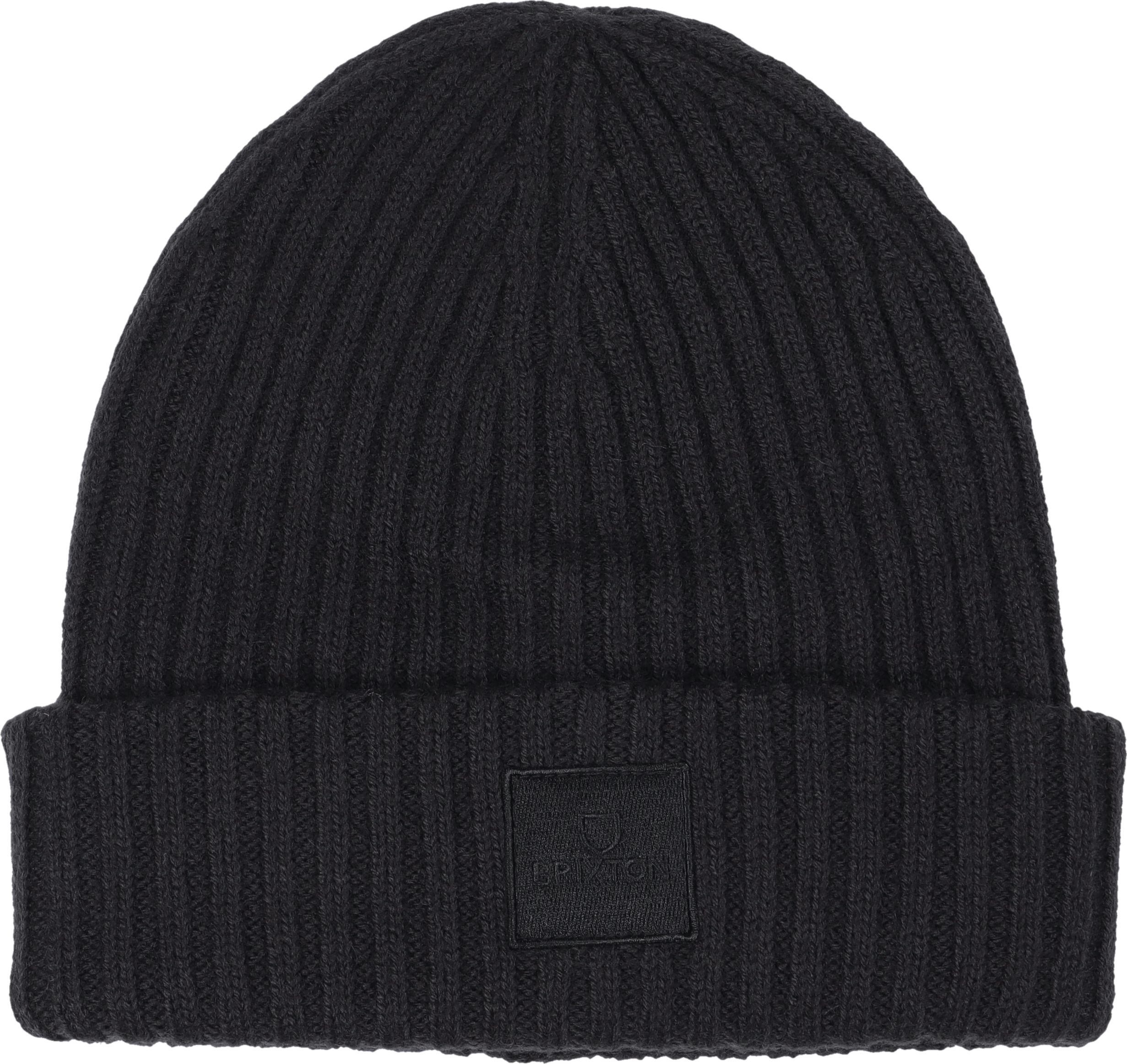 Alpha Square Rib Knit Beanie Black
