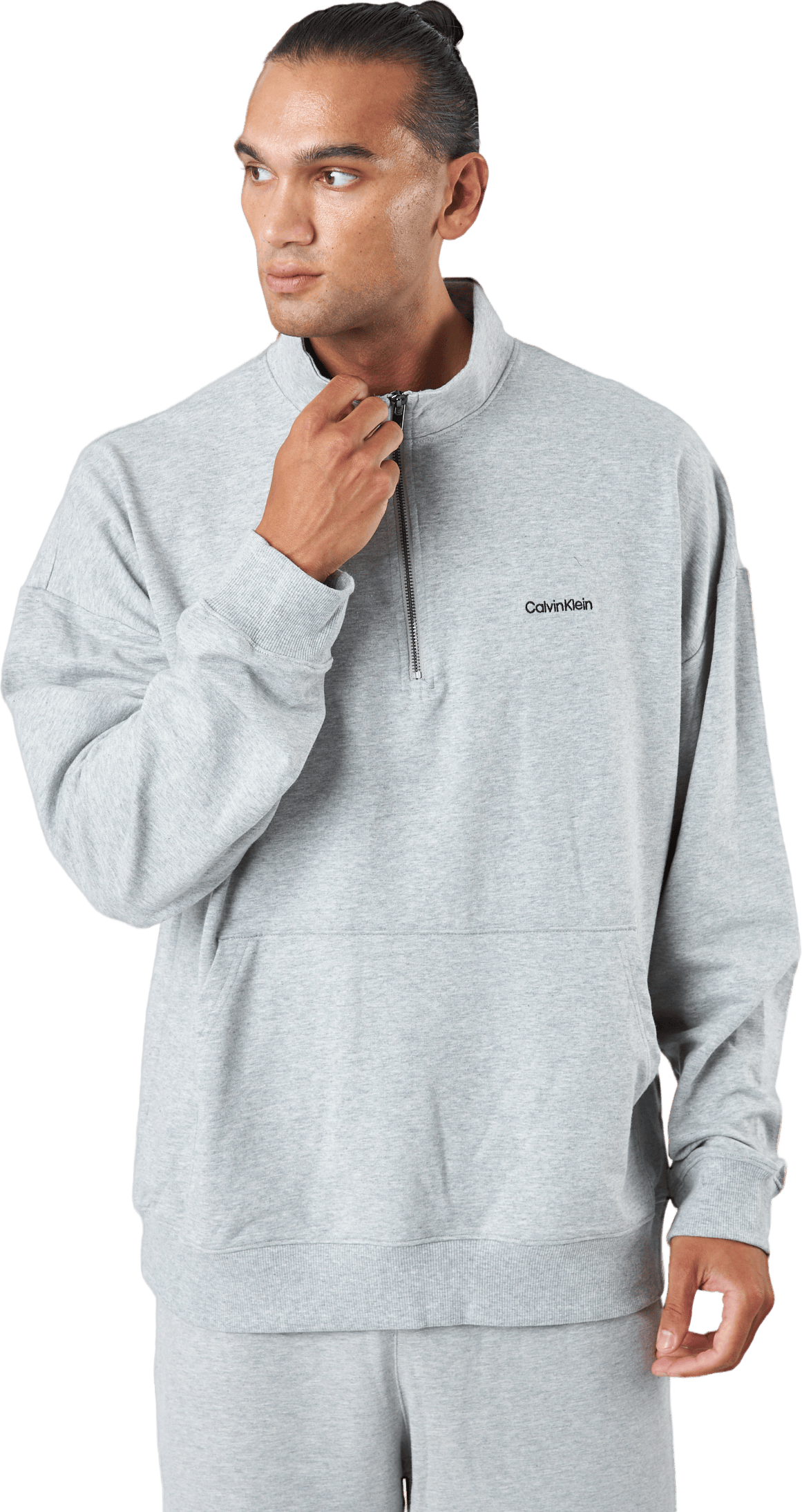 L/s Quarter Zip Grey Heather - Bild 2