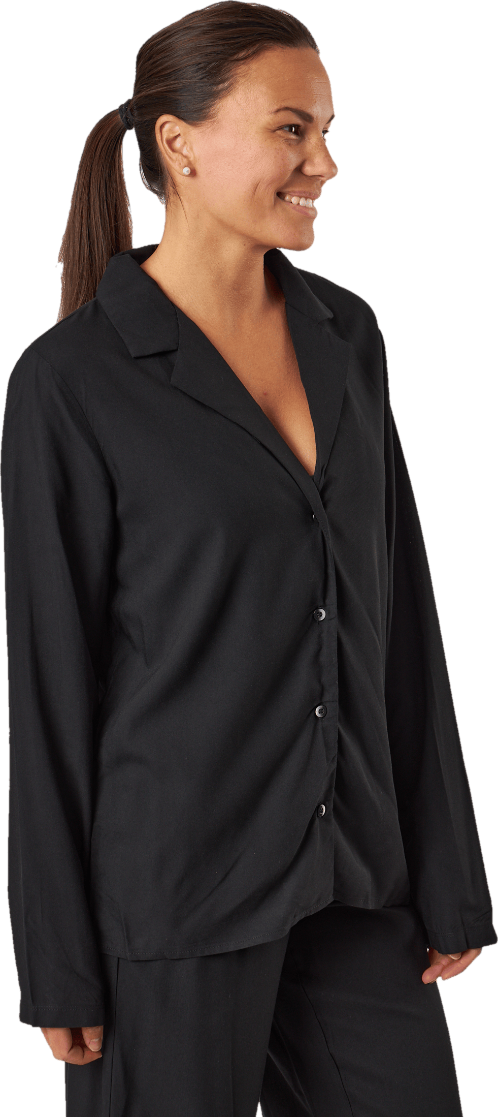 L/s V-neck (button Down) Black - Bild 2