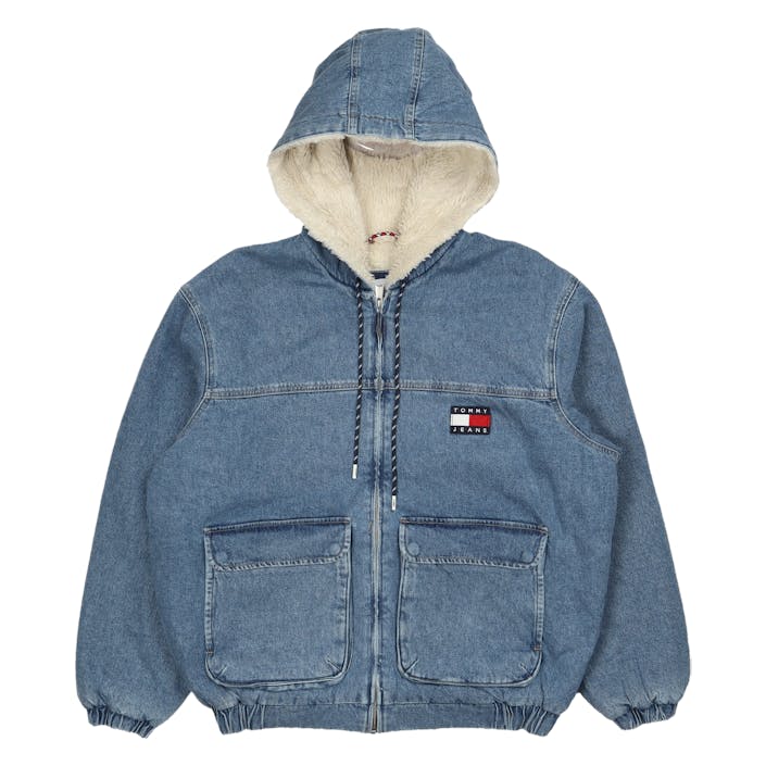 Dnm Hooded Sherpa Jckt Df6136 Denim Medium, Male, Vêtements, vestes, Bleu, XS