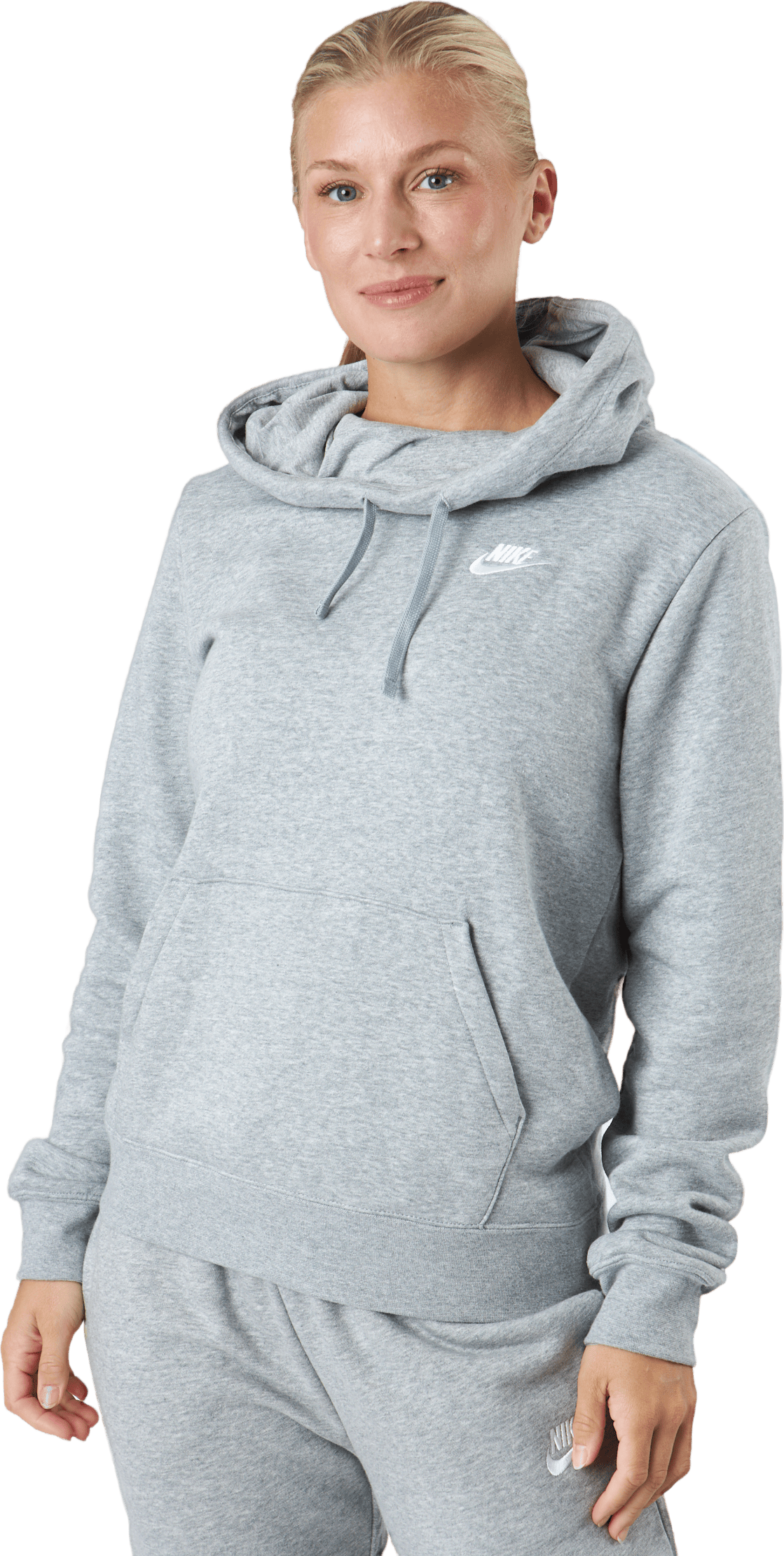 Sportswear Club Fleece Women’s Funnel Hoodie DK GREY HEATHER/WHITE