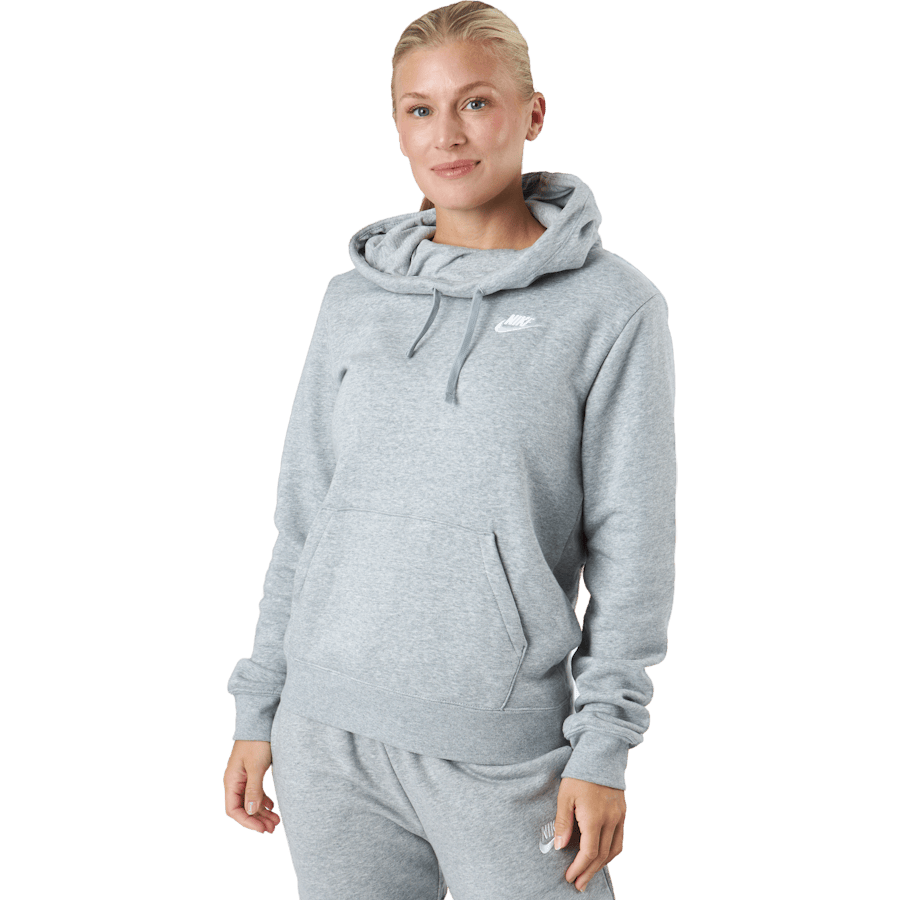 Sportswear Club Fleece Women’s Funnel Hoodie DK GREY HEATHER/WHITE