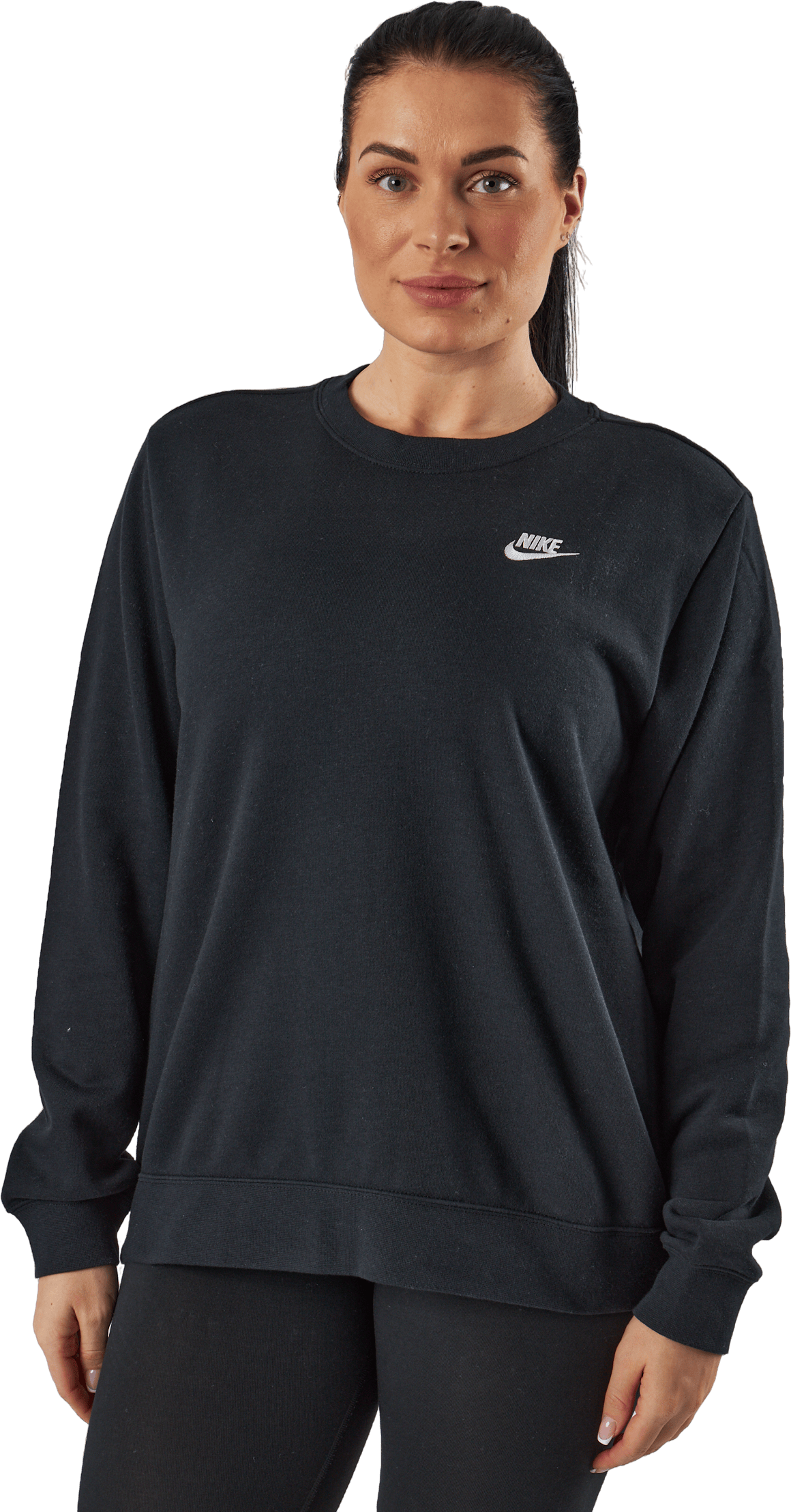 Sportswear Club Fleece Women's Crew BLACK/WHITE, Female, Apparels, Shirts, Blue, L