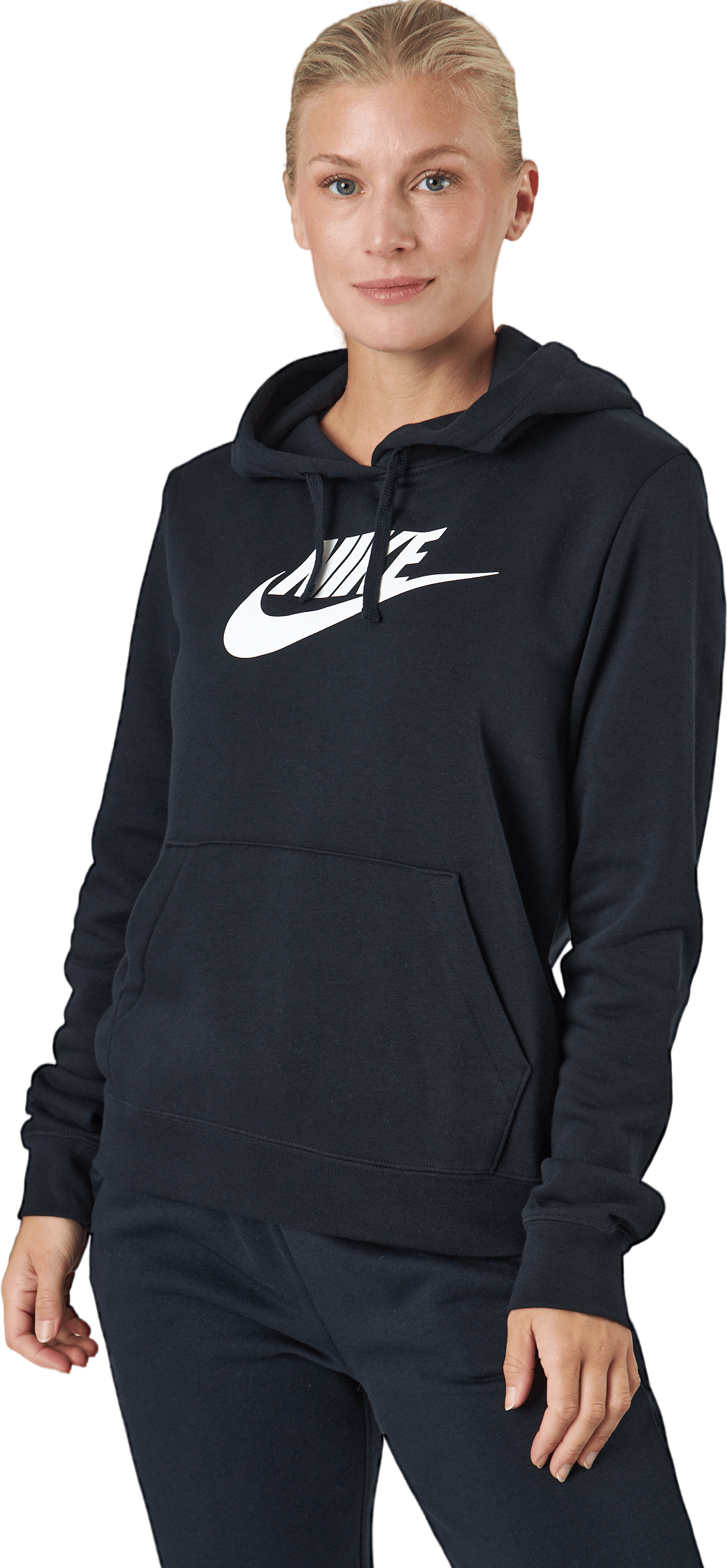 Sportswear Club Fleece Women’s Logo Pullover Hoodie BLACK/WHITE
