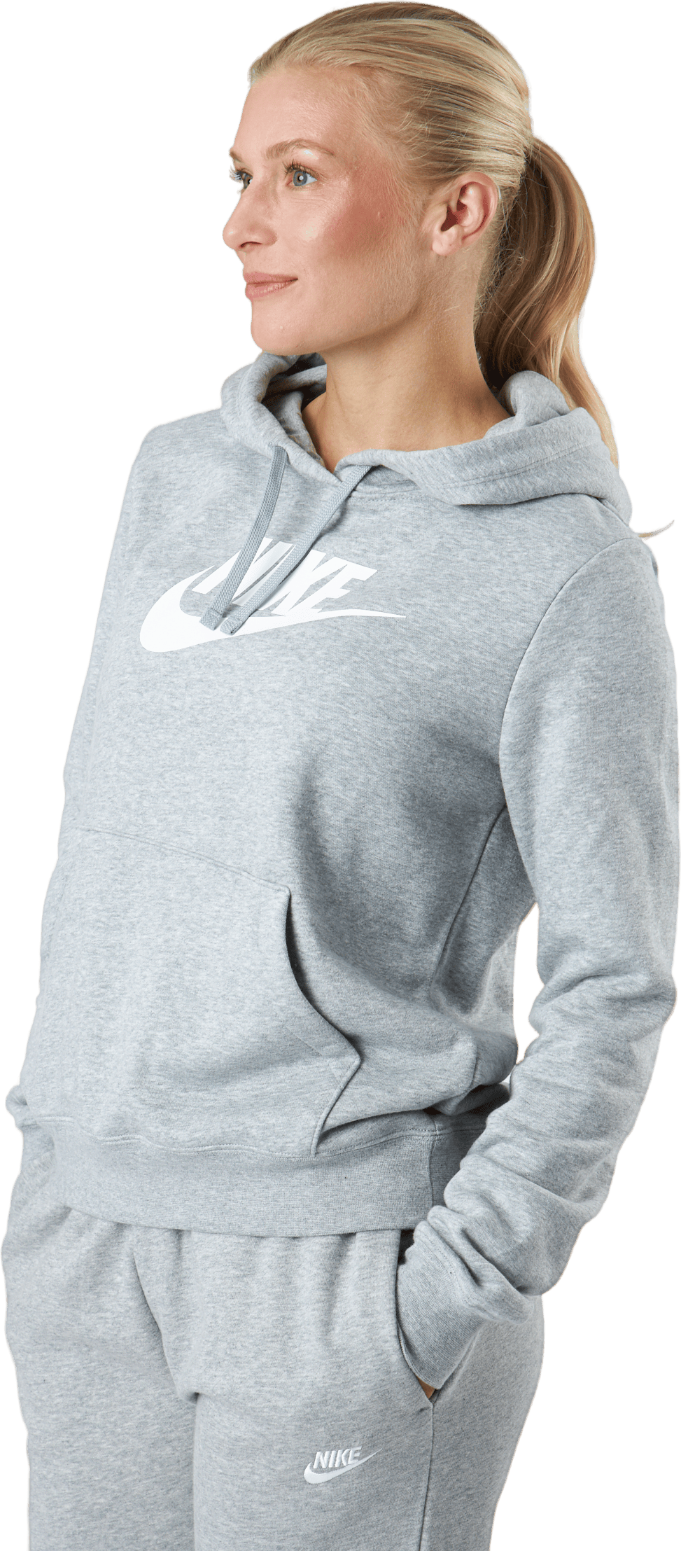 Sportswear Club Fleece Women's Logo Pullover Hoodie DK GREY HEATHER/WHITE - Bild 2