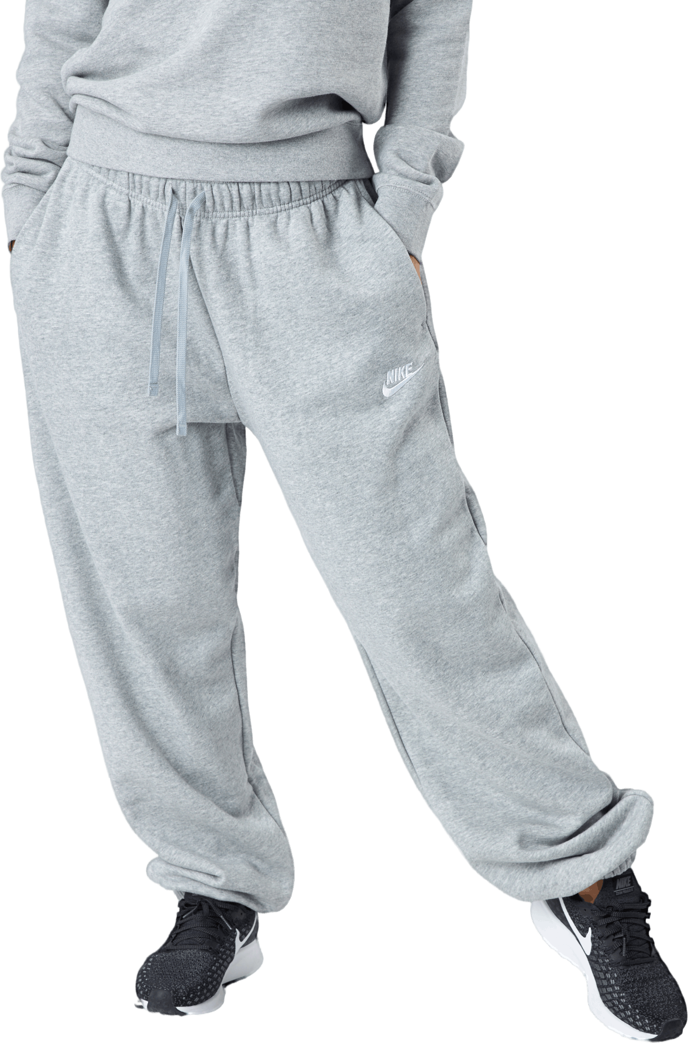 Sportswear Club Fleece Women's Mid-Rise Pants DK GREY HEATHER/WHITE, Female, Apparels, Pants, Grey, XL