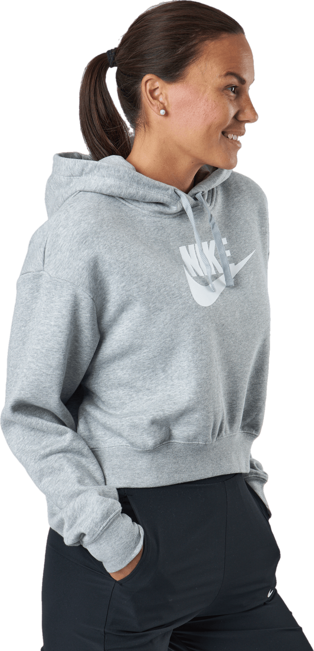 Sportswear Club Fleece Women's Cropped Hoodie DK GREY HEATHER/WHITE - Bild 2