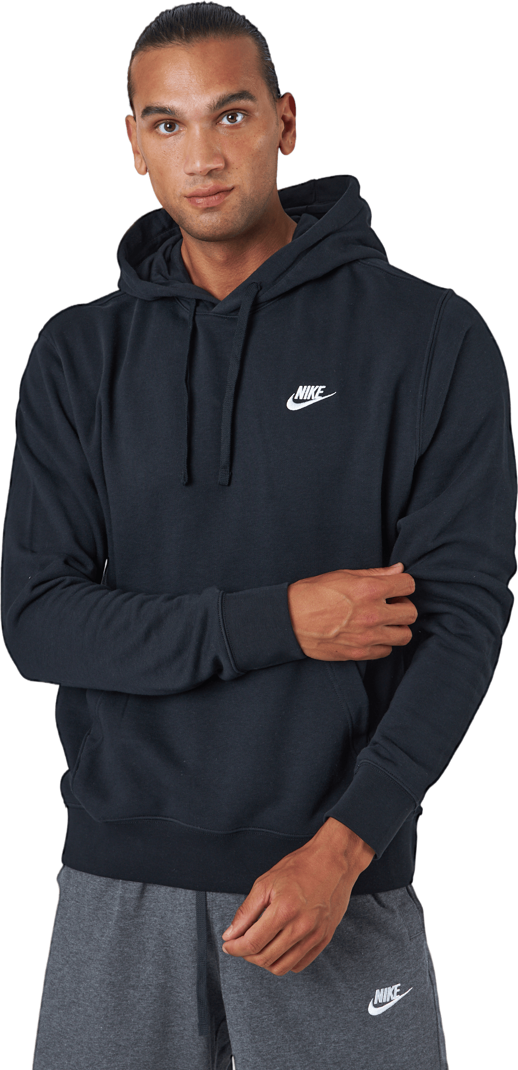 Sportswear Club Men's Pullover Hoodie BLACK/BLACK/WHITE, Male, Kleding, Overhemden, Zwart, L