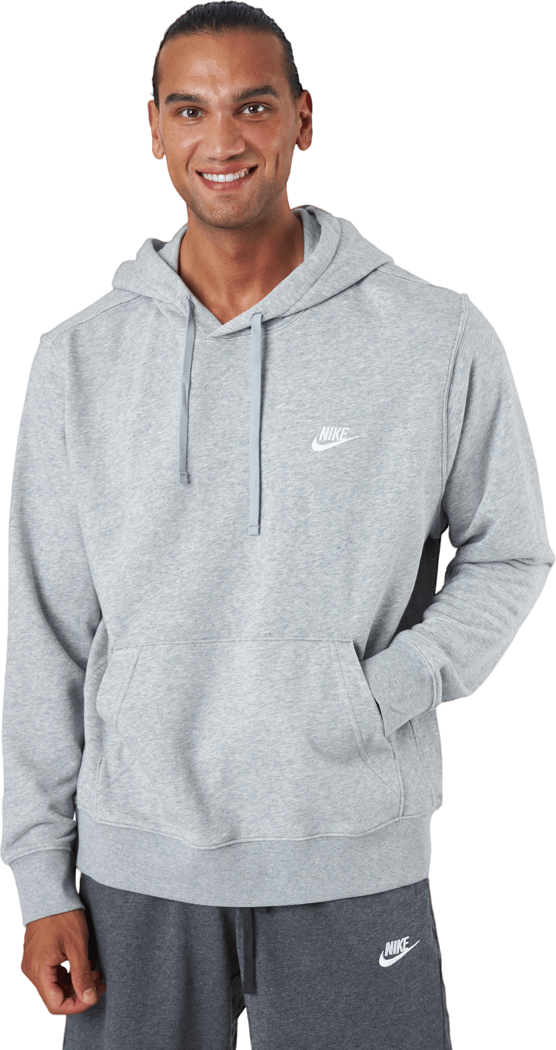 Sportswear Club Men's Pullover Hoodie DK GREY HEATHER/MATTE SILVER/WHITE, Male, Kleding, Overhemden, Grijs, L