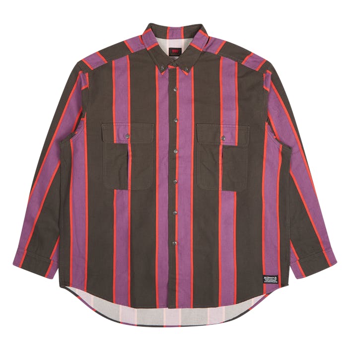 Skate L/s Woven Stripe Black, Male, Odzież, Koszule, Czarny, S