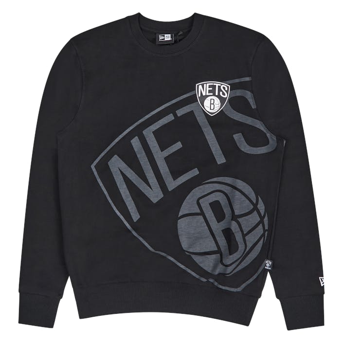 Nets Washed Pack Graphic Crew, Male, Odzież, Koszule, Czarny, M