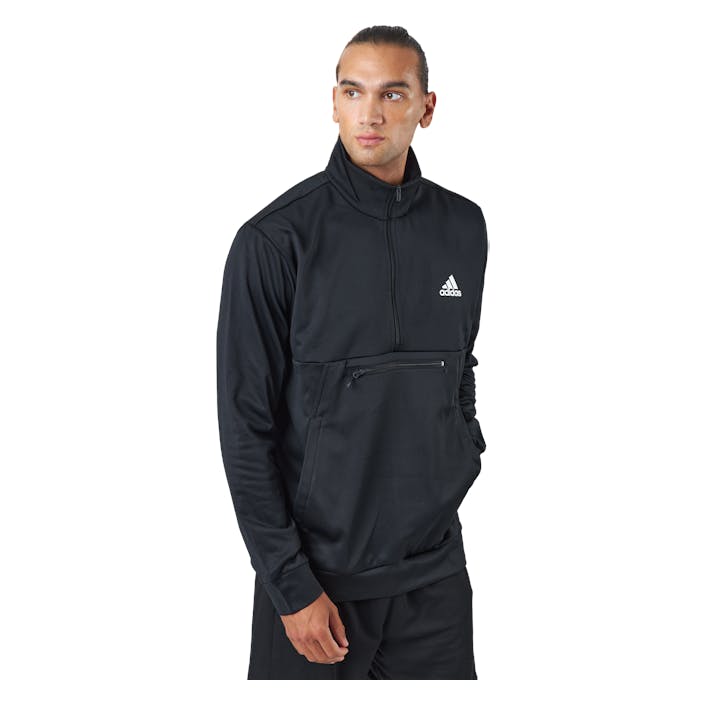 M Gg Sl 1/4 Zip Black/white, Male, Odevy, bundy, Posilovať, Čierna, M