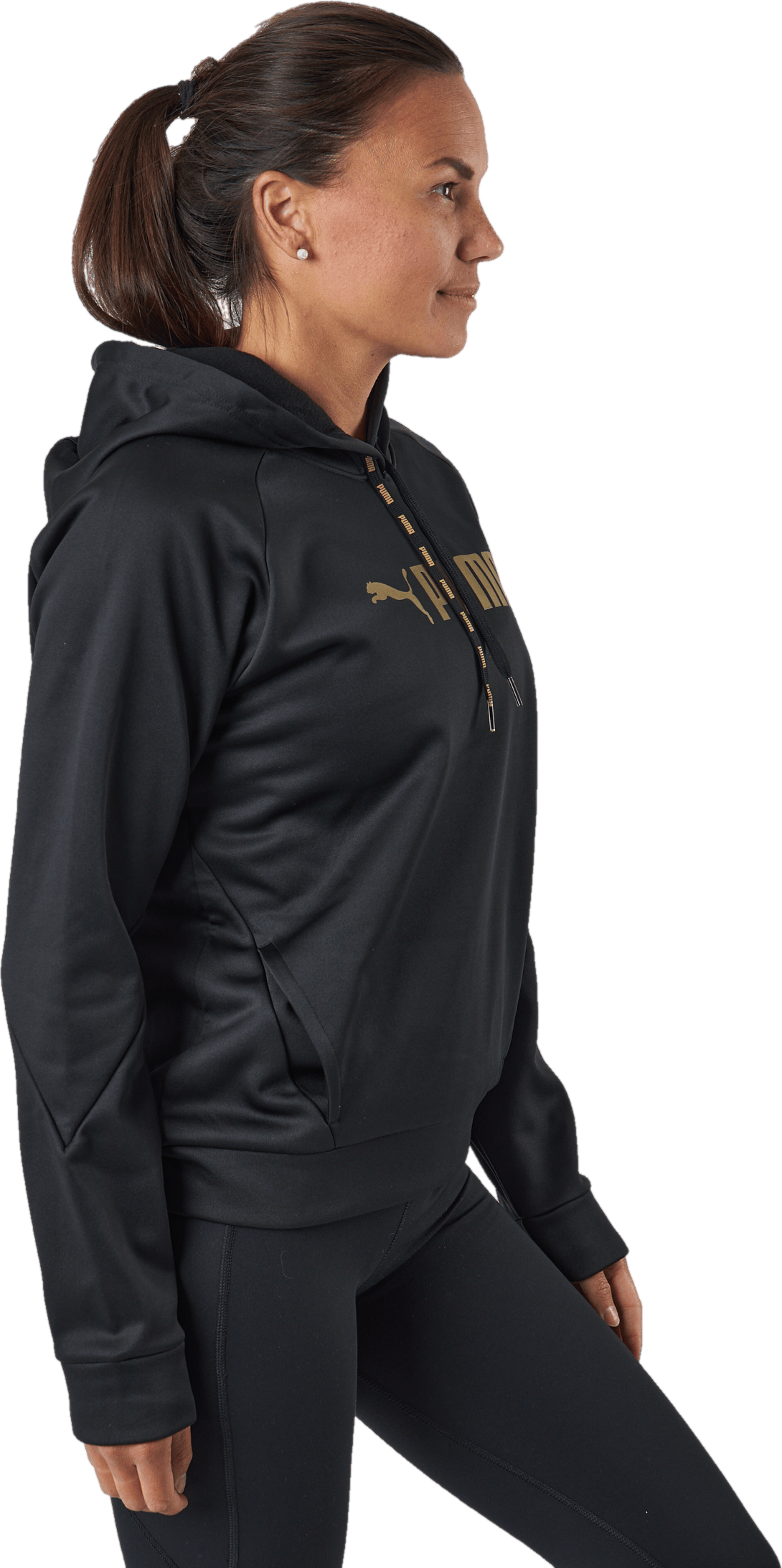 Puma Fit Tech Knit Po Hoodie Puma Black-metallic Gold - Bild 2