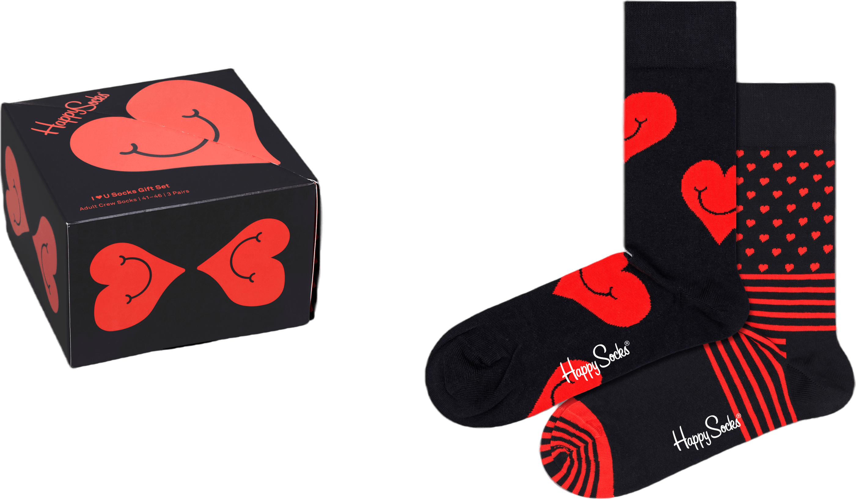 2-pack I Heart You Socks Gift  Black/multi, Unisex, Kläder, Strumpor, Svart, 41-46