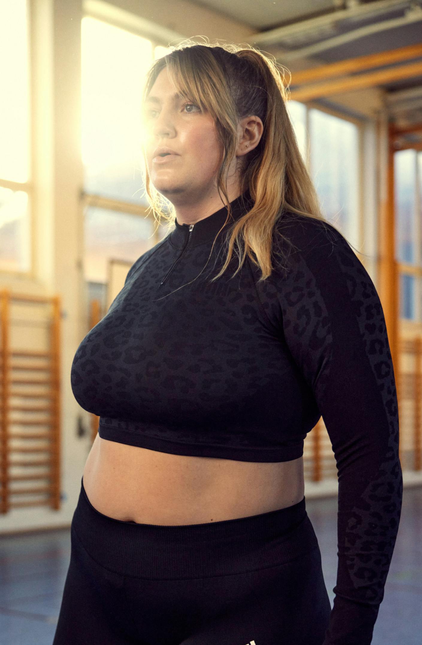 Formknit Seamless Cropped 1/4  Puma Black-leopard Print, Female, Apparels, Tops, Grey, XL