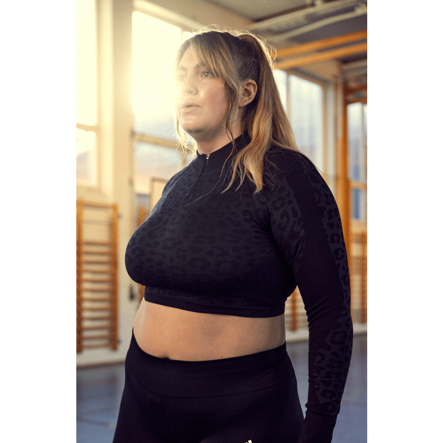 Formknit Seamless Cropped 1/4 Puma Black-leopard Print