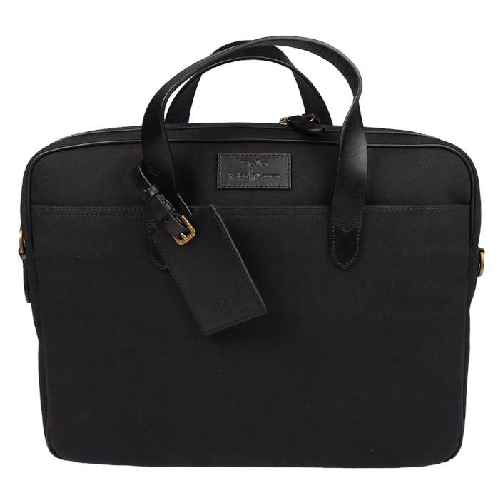 Polo Ralph Lauren Leather-Trim Canvas Briefcase, Male, Equipment, Accessories, Black, ONESIZE