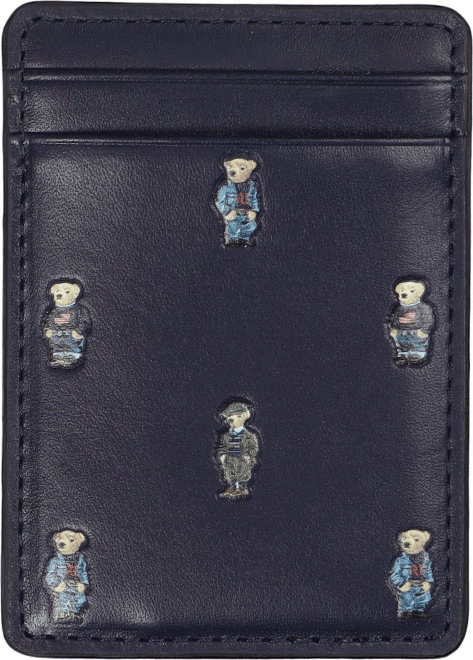 Polo Bear Leather Magnetic Card Case Navy/Multi Bear, Male, Equipment, other accessories, Black, ONESIZE
