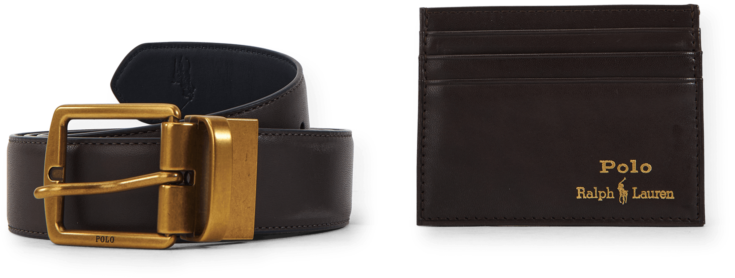 Leather Belt & Card Case Gift Set Brown, Male, Ekwipunek, inne akcesoria, Czarny, ONESIZE