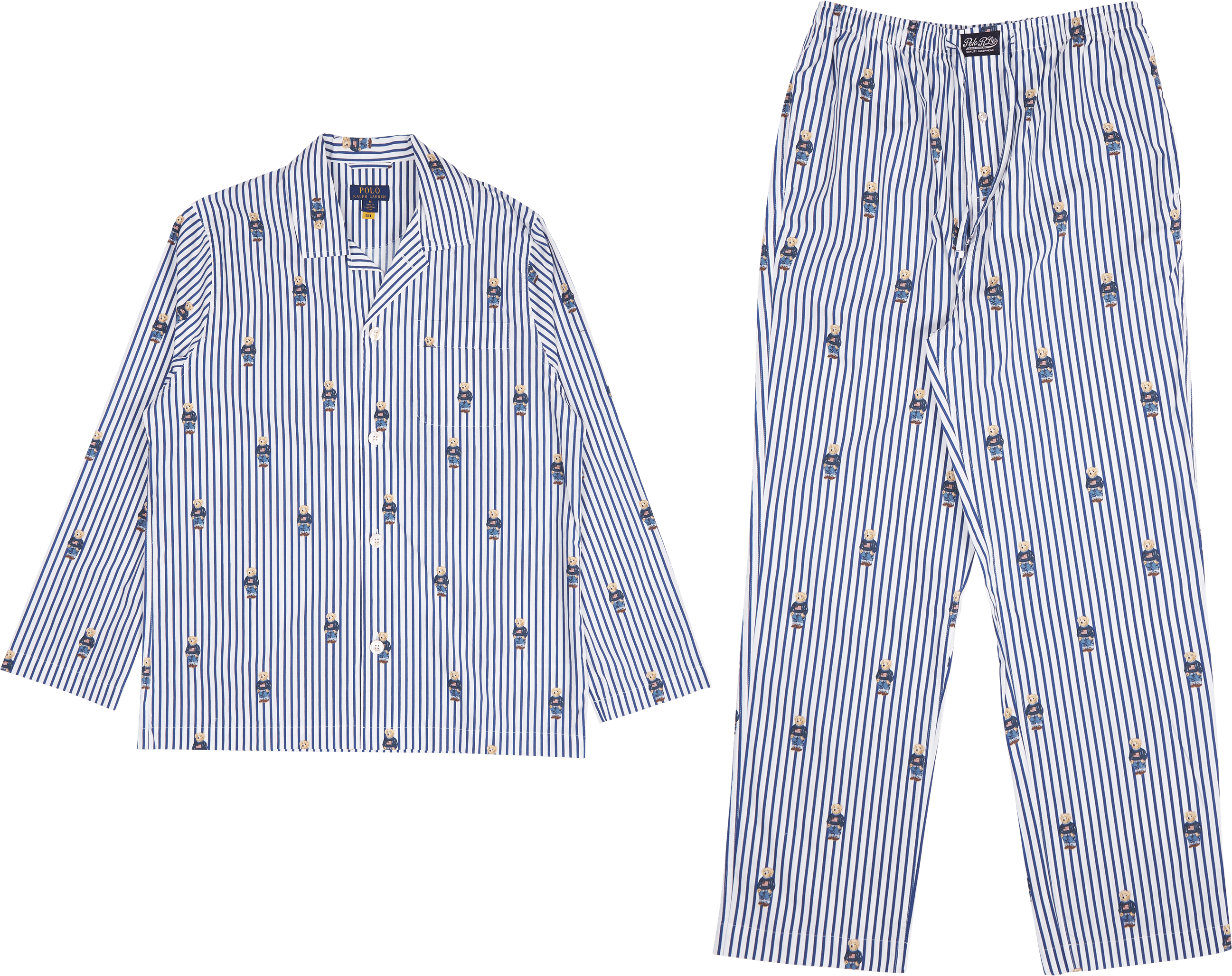 Polo Bear Striped Cotton Pajama Set Blue/White Stripe, Male, Vêtements, Sous-vêtements, Blanc/Bleu, XXL