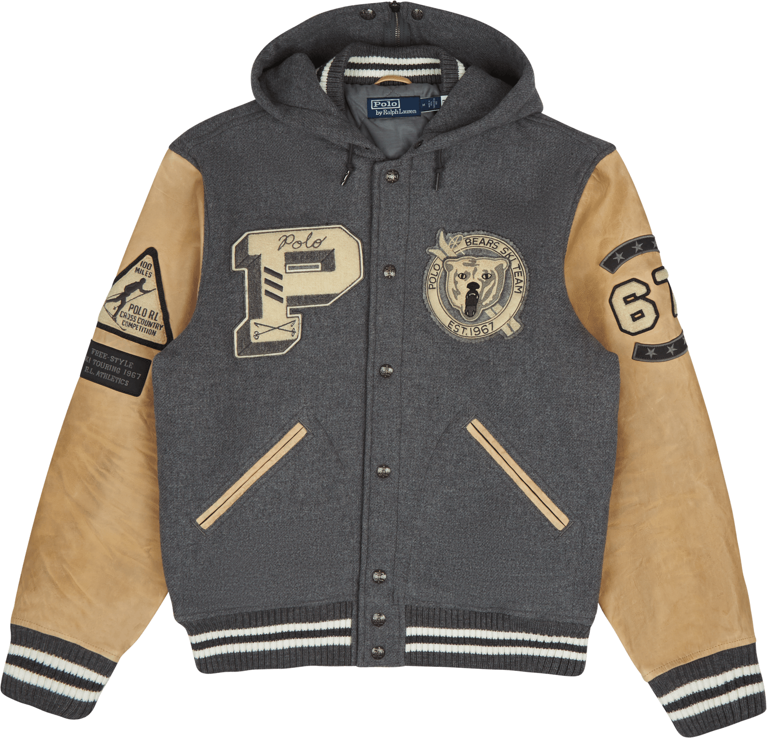 Letterman Wool Hooded Jacket Grey Heather, Male, Bekleidung, Jacken, Grau, S