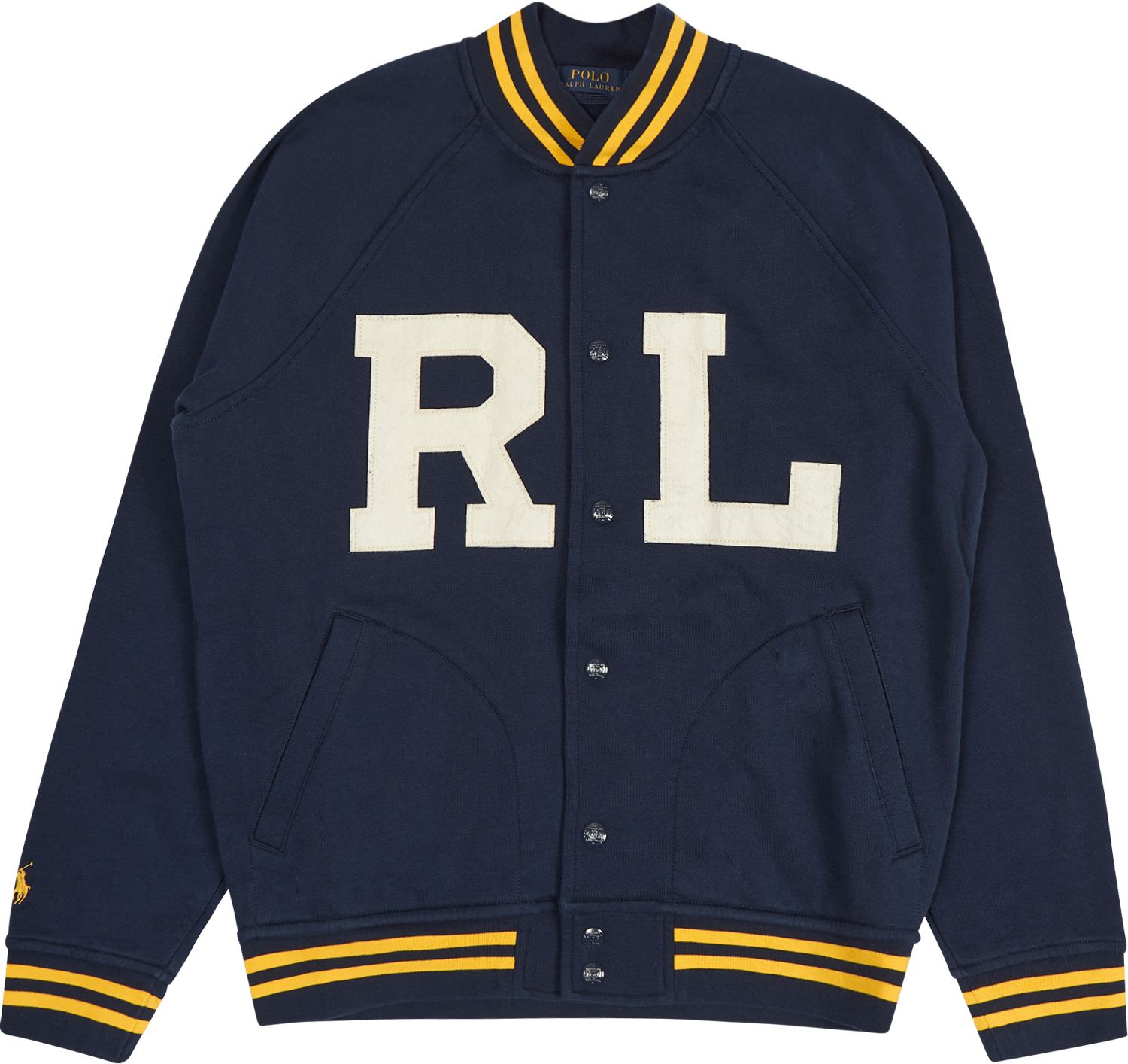 RL Letterman Jacket Cruise Navy, Male, Odevy, bundy, Modrá, XXL
