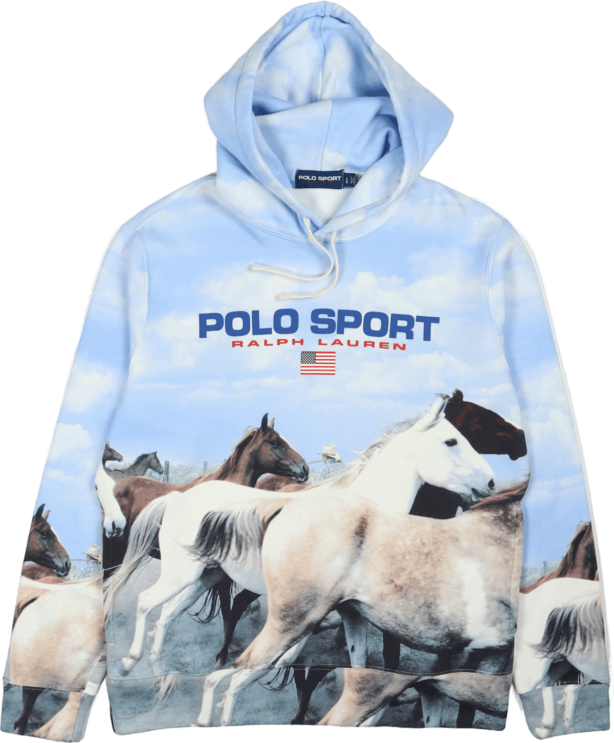 Lspohoodm8-long Sleeve-sweatsh Running Horses Print