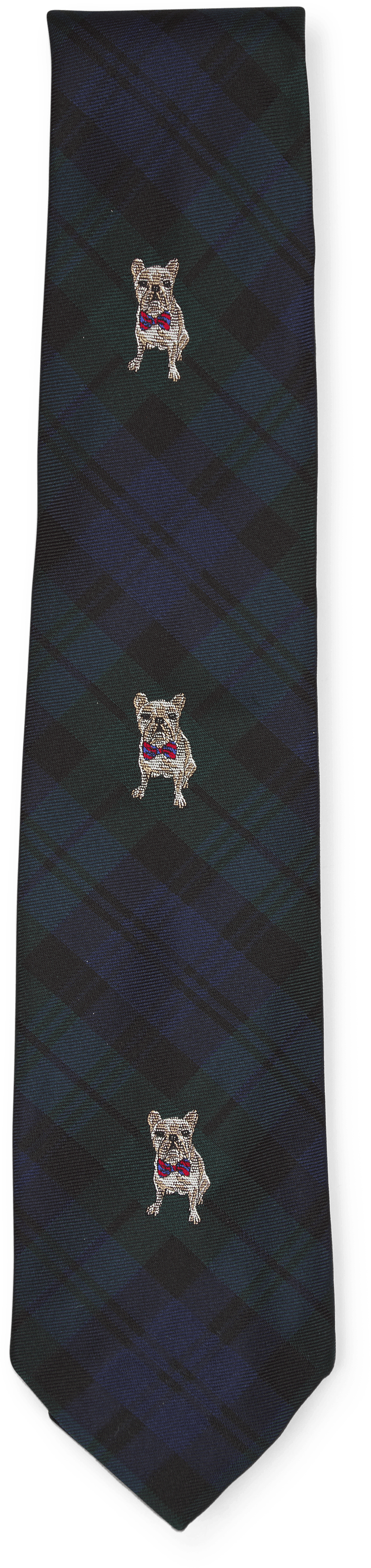 Frenchie-Dog Silk Repp Club Tie Navy, Male, Equipment, other accessories, Blue, ONESIZE