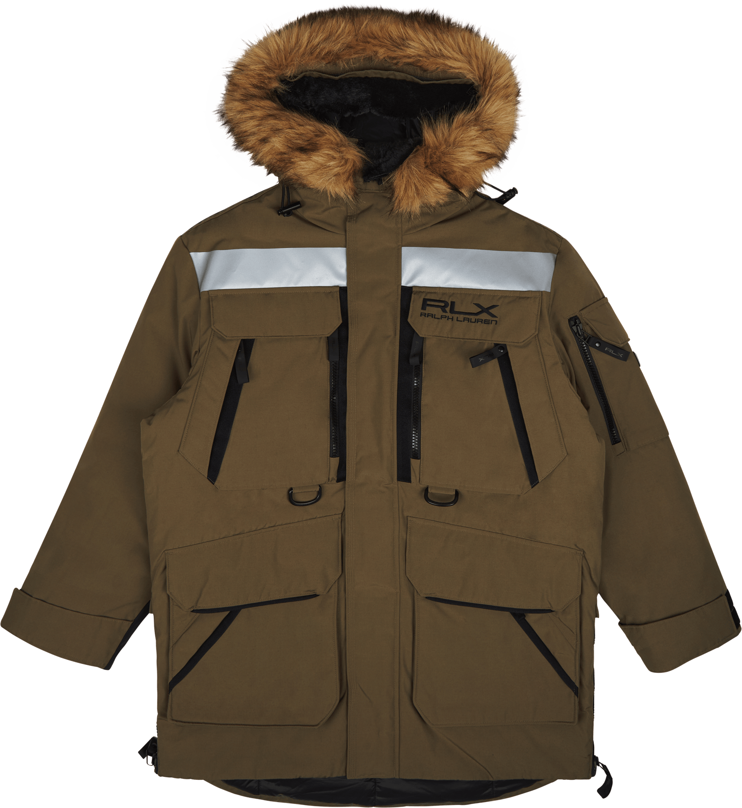Faux-Fur-Trim Water-Repellent Parka Fall Sage
