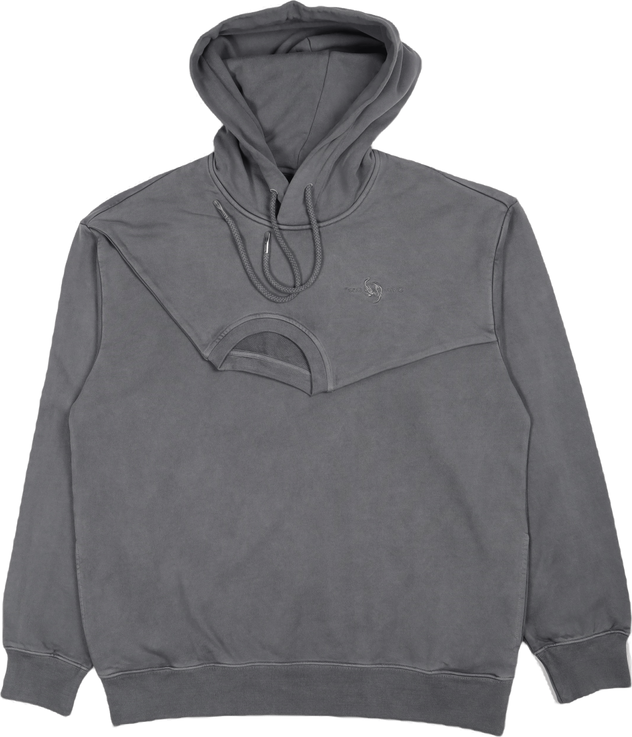 Plant Dye Double Collar Hoodie Dark Grey