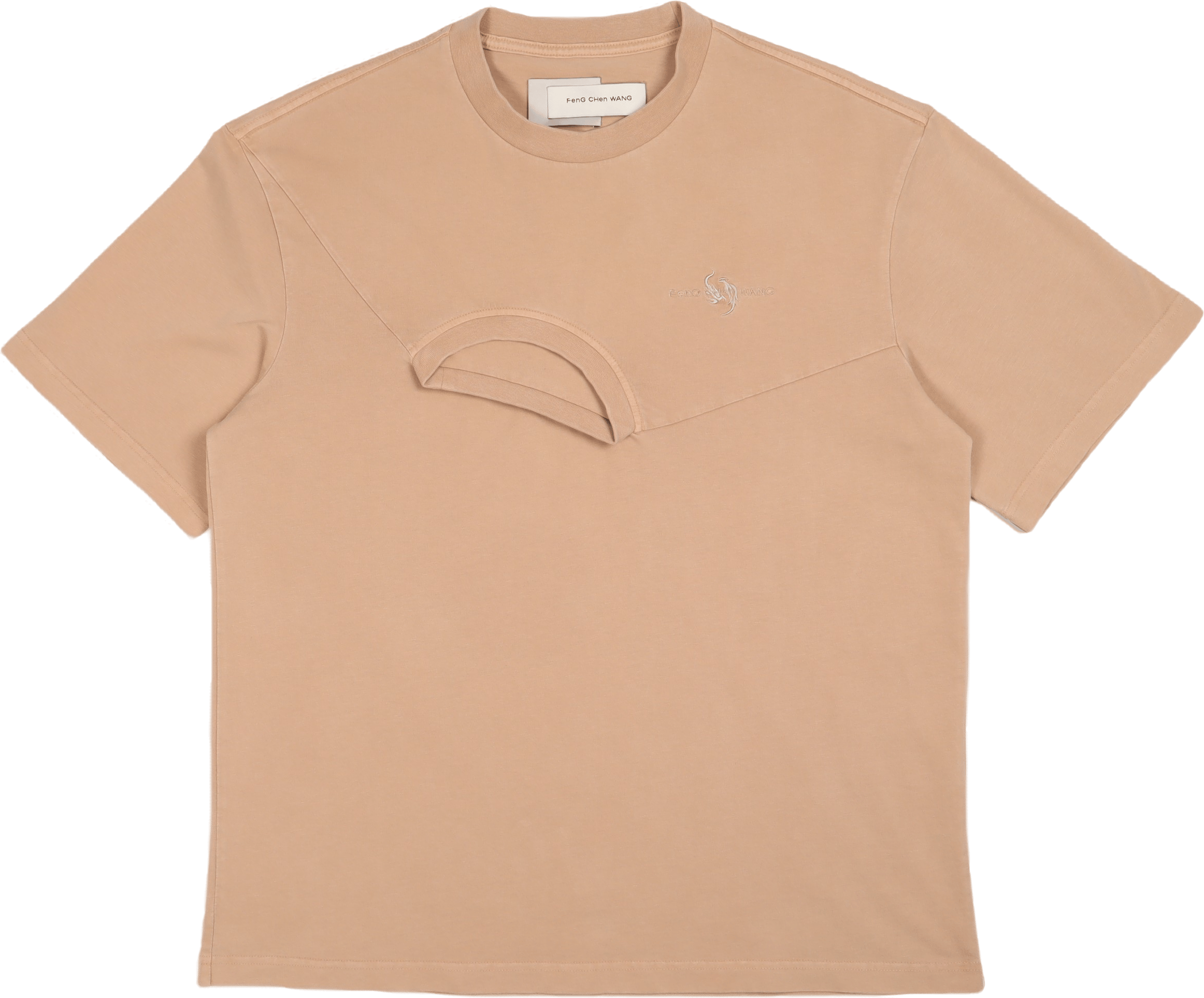 Plant Dye Double Collar T-shir Kahki